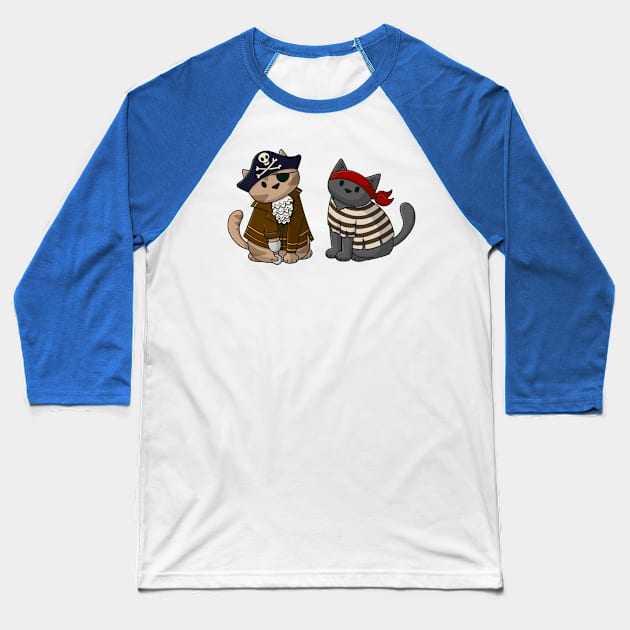 Pirate Cats Baseball T-Shirt by Doodlecats 